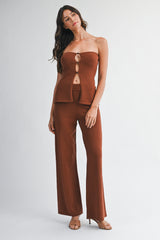 CORISANDE STRAPLESS KNIT TOP PANTS SET