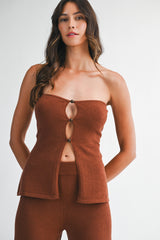 CORISANDE STRAPLESS KNIT TOP PANTS SET