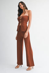 CORISANDE STRAPLESS KNIT TOP PANTS SET