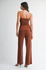 CORISANDE STRAPLESS KNIT TOP PANTS SET