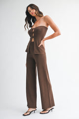 CORISANDE STRAPLESS KNIT TOP PANTS SET