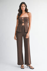 CORISANDE STRAPLESS KNIT TOP PANTS SET