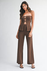 CORISANDE STRAPLESS KNIT TOP PANTS SET