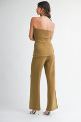 CORISANDE STRAPLESS KNIT TOP PANTS SET