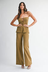 CORISANDE STRAPLESS KNIT TOP PANTS SET