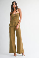 CORISANDE STRAPLESS KNIT TOP PANTS SET