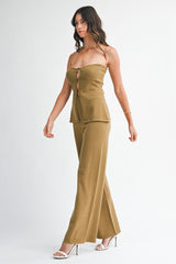 CORISANDE STRAPLESS KNIT TOP PANTS SET