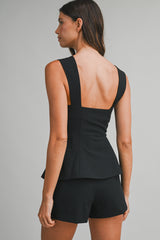 LINA SQUARE NECK SLEVELESS TOP WITH SHORTS