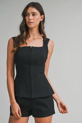 LINA SQUARE NECK SLEVELESS TOP WITH SHORTS