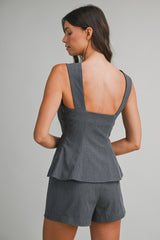 LINA SQUARE NECK SLEVELESS TOP WITH SHORTS