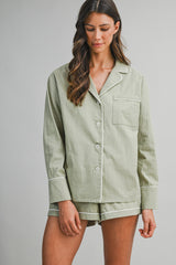 SAYLOR LONG SLEEVE SHIRT AND SHORTS SET