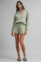 SAYLOR LONG SLEEVE SHIRT AND SHORTS SET