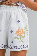 BAYLOR EMBROIDERY STRAP TOP AND SHORTS SET