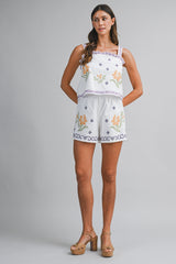 BAYLOR EMBROIDERY STRAP TOP AND SHORTS SET