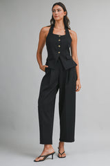 KRISSA HALTER NECK TAILORED TOP AND TROUSER SET