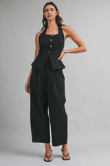 KRISSA HALTER NECK TAILORED TOP AND TROUSER SET