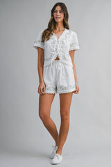 ANGELIQUE EMBROIDERY TOP AND SHORTS SET