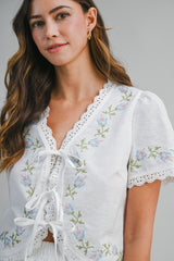 ANGELIQUE EMBROIDERY TOP AND SHORTS SET