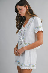 ANGELIQUE EMBROIDERY TOP AND SHORTS SET