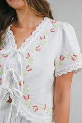 ANGELIQUE EMBROIDERY TOP AND SHORTS SET