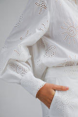 CALI MARINE IMAGE EYELET LACE SHIRTS AND SHORTS SET