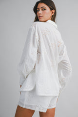 CALI MARINE IMAGE EYELET LACE SHIRTS AND SHORTS SET