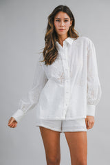 CALI MARINE IMAGE EYELET LACE SHIRTS AND SHORTS SET