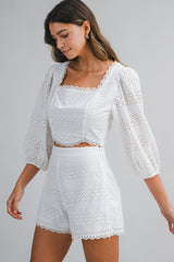 OAKLEE EMBROIDERY TOP AND SHORTS SET