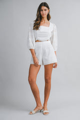 OAKLEE EMBROIDERY TOP AND SHORTS SET