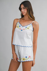 MAKENZIE EMBROIDERED TOP AND SHORTS SET