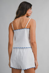 MAKENZIE EMBROIDERED TOP AND SHORTS SET
