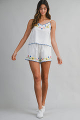 MAKENZIE EMBROIDERED TOP AND SHORTS SET