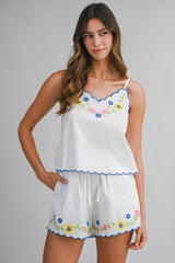 MAKENZIE EMBROIDERED TOP AND SHORTS SET
