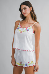 MAKENZIE EMBROIDERED TOP AND SHORTS SET