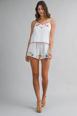 MAKENZIE EMBROIDERED TOP AND SHORTS SET