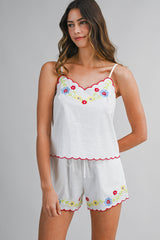 MAKENZIE EMBROIDERED TOP AND SHORTS SET