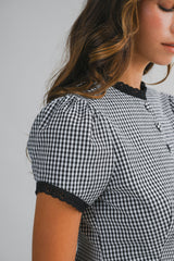 ANDI GINGHAM PLAID BLOUSE AND MINI SKIRT SET