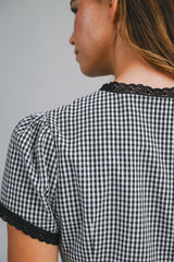 ANDI GINGHAM PLAID BLOUSE AND MINI SKIRT SET