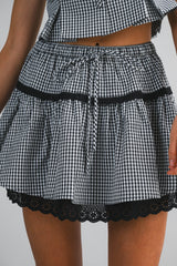 ANDI GINGHAM PLAID BLOUSE AND MINI SKIRT SET
