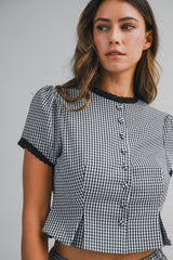 ANDI GINGHAM PLAID BLOUSE AND MINI SKIRT SET