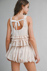 SHILOH RUFFLED HEM TOP AND BUBBLE HEM SKIRT SET