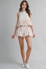 SHILOH RUFFLED HEM TOP AND BUBBLE HEM SKIRT SET