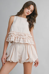 SHILOH RUFFLED HEM TOP AND BUBBLE HEM SKIRT SET