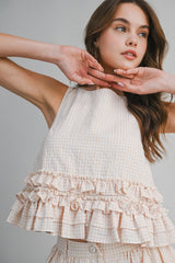 SHILOH RUFFLED HEM TOP AND BUBBLE HEM SKIRT SET