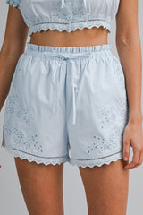 HENLEY EMBROIDERED TOP AND SHORTS SET