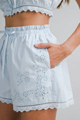 HENLEY EMBROIDERED TOP AND SHORTS SET
