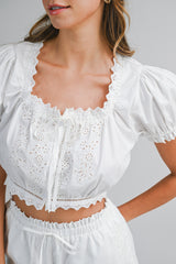 HENLEY EMBROIDERED TOP AND SHORTS SET