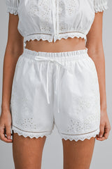 HENLEY EMBROIDERED TOP AND SHORTS SET