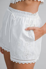 HENLEY EMBROIDERED TOP AND SHORTS SET