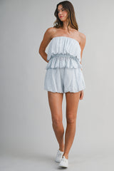 FIANNA FLORAL EYELET LACE TOP AND SHORTS SET